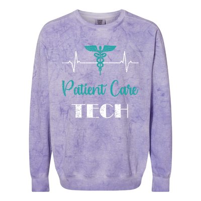 Patient Care Technician Patient Care Tech Heartbeat Funny Gift Colorblast Crewneck Sweatshirt