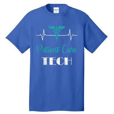 Patient Care Technician Patient Care Tech Heartbeat Funny Gift Tall T-Shirt