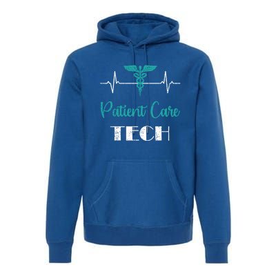 Patient Care Technician Patient Care Tech Heartbeat Funny Gift Premium Hoodie