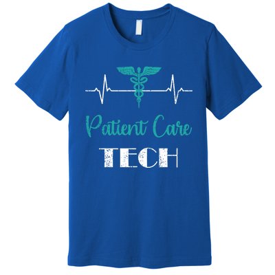 Patient Care Technician Patient Care Tech Heartbeat Funny Gift Premium T-Shirt