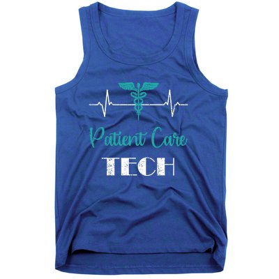 Patient Care Technician Patient Care Tech Heartbeat Funny Gift Tank Top