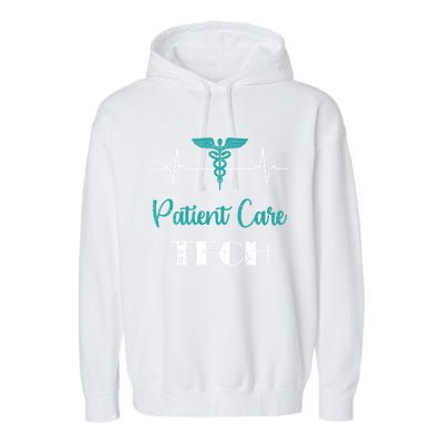 Patient Care Technician Patient Care Tech Heartbeat Funny Gift Garment-Dyed Fleece Hoodie