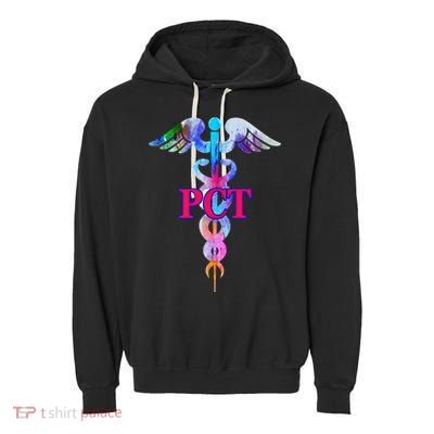 Patient Care Technician Pct Caduceus Watercolor Art Graphic Funny Gift Garment-Dyed Fleece Hoodie