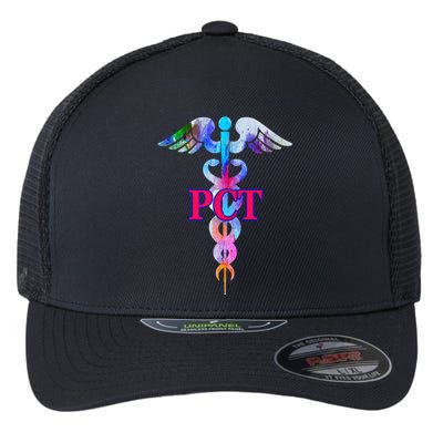 Patient Care Technician Pct Caduceus Watercolor Art Graphic Funny Gift Flexfit Unipanel Trucker Cap