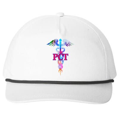 Patient Care Technician Pct Caduceus Watercolor Art Graphic Funny Gift Snapback Five-Panel Rope Hat