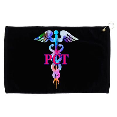 Patient Care Technician Pct Caduceus Watercolor Art Graphic Funny Gift Grommeted Golf Towel