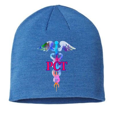 Patient Care Technician Pct Caduceus Watercolor Art Graphic Funny Gift Sustainable Beanie