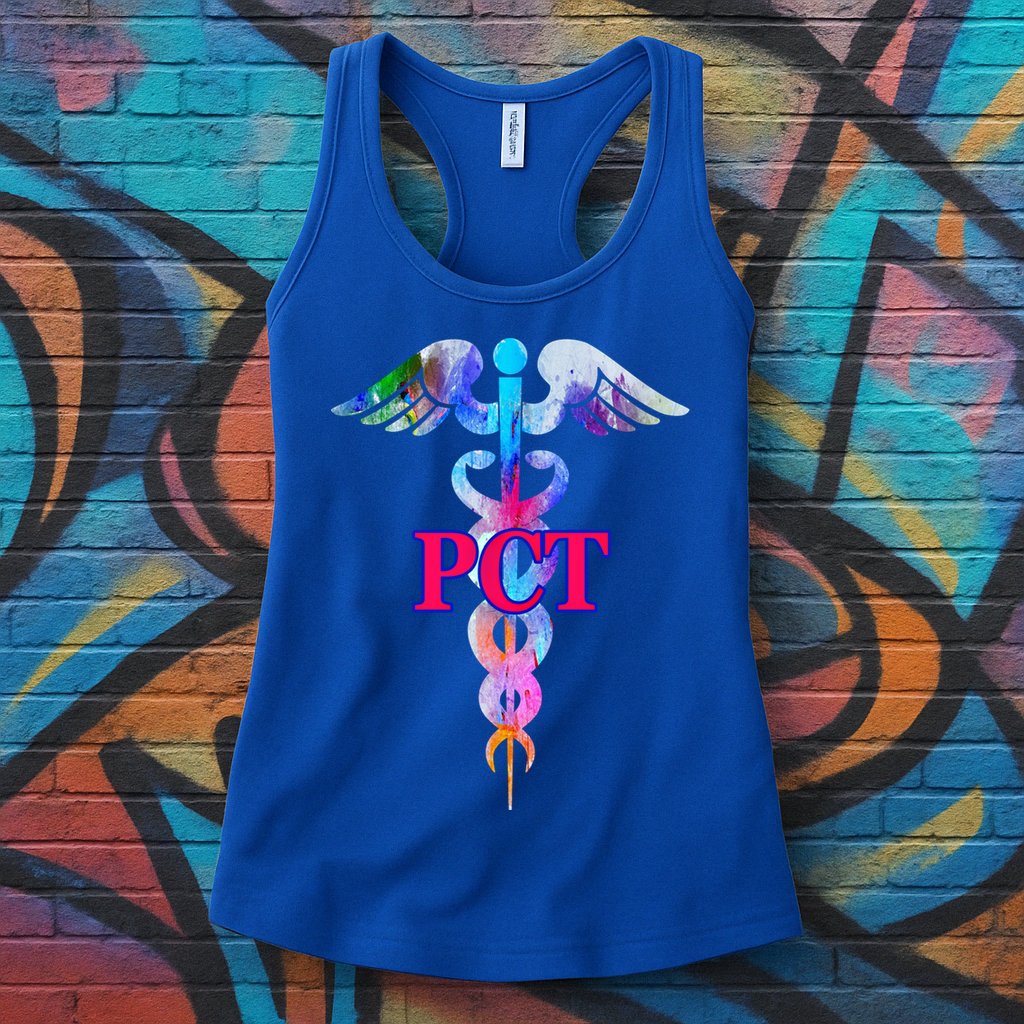 Patient Care Technician Pct Caduceus Watercolor Art Graphic Funny Gift Womens Tank Top