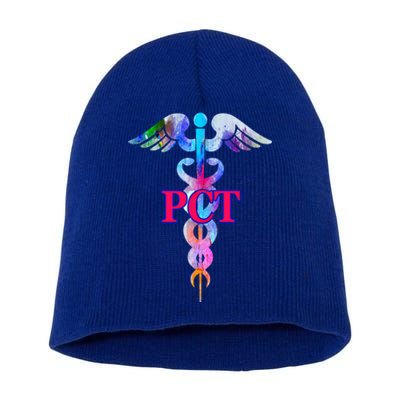 Patient Care Technician Pct Caduceus Watercolor Art Graphic Funny Gift Short Acrylic Beanie