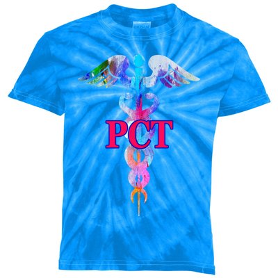 Patient Care Technician Pct Caduceus Watercolor Art Graphic Funny Gift Kids Tie-Dye T-Shirt