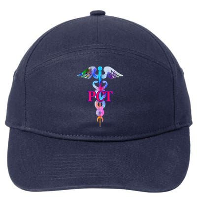 Patient Care Technician Pct Caduceus Watercolor Art Graphic Funny Gift 7-Panel Snapback Hat