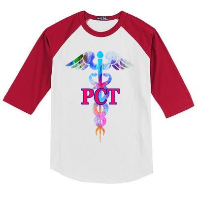 Patient Care Technician Pct Caduceus Watercolor Art Graphic Funny Gift Kids Colorblock Raglan Jersey