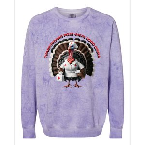 Postmeal Coma Turkey Dressed As A Nurse With A Medical Kit Colorblast Crewneck Sweatshirt