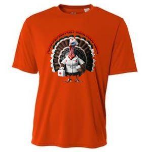 Postmeal Coma Turkey Dressed As A Nurse With A Medical Kit Cooling Performance Crew T-Shirt