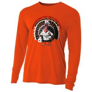 Postmeal Coma Turkey Dressed As A Nurse With A Medical Kit Cooling Performance Long Sleeve Crew