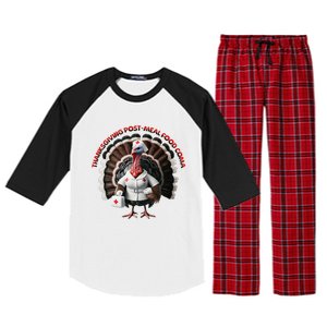 Postmeal Coma Turkey Dressed As A Nurse With A Medical Kit Raglan Sleeve Pajama Set