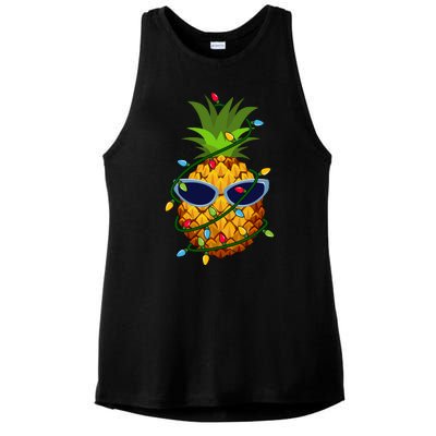 Pineapple Christmas Tree Lights Xmas Boys Sunglasses Ladies PosiCharge Tri-Blend Wicking Tank