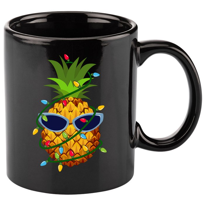 Pineapple Christmas Tree Lights Xmas Boys Sunglasses 11oz C Handle Ceramic Mug