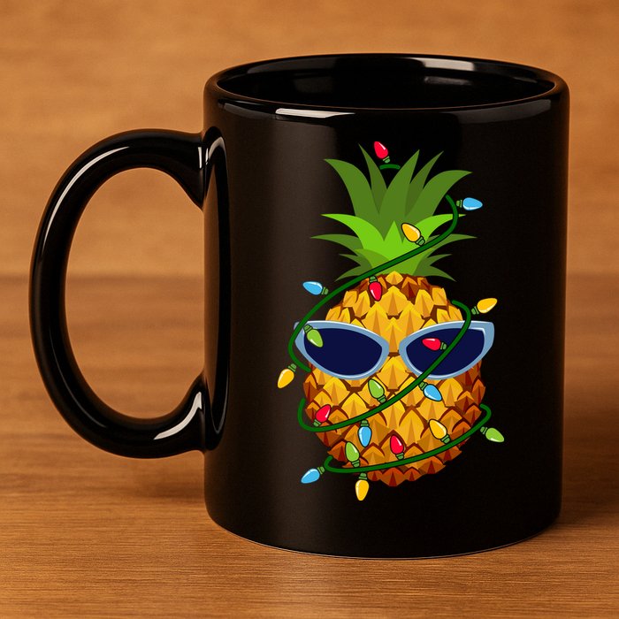 Pineapple Christmas Tree Lights Xmas Boys Sunglasses 11oz C Handle Ceramic Mug