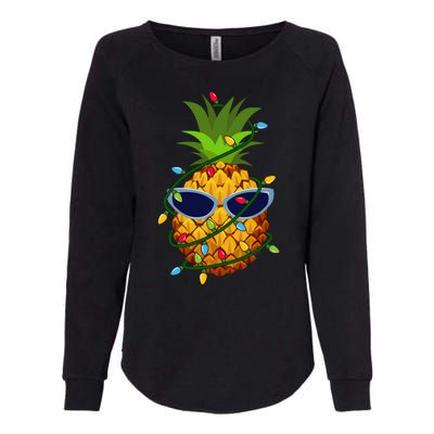 Pineapple Christmas Tree Lights Xmas Boys Sunglasses Womens California Wash Sweatshirt