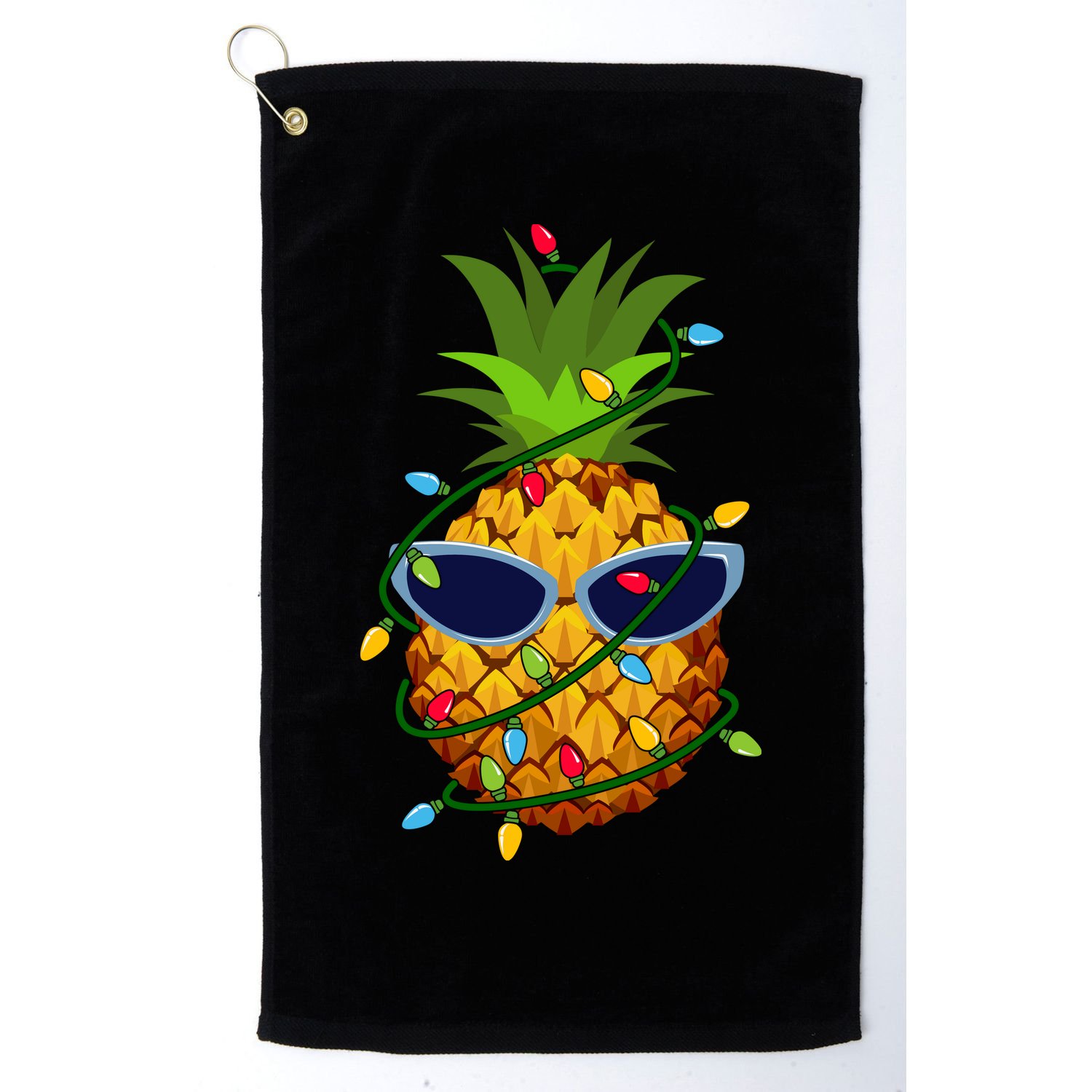 Pineapple Christmas Tree Lights Xmas Boys Sunglasses Golf Towel