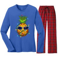 Pineapple Christmas Tree Lights Xmas Boys Sunglasses Women's Long Sleeve Flannel Pajama Set 