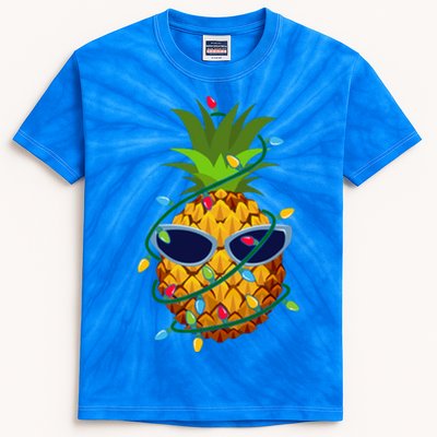 Pineapple Christmas Tree Lights Xmas Boys Sunglasses Kids Tie-Dye T-Shirt