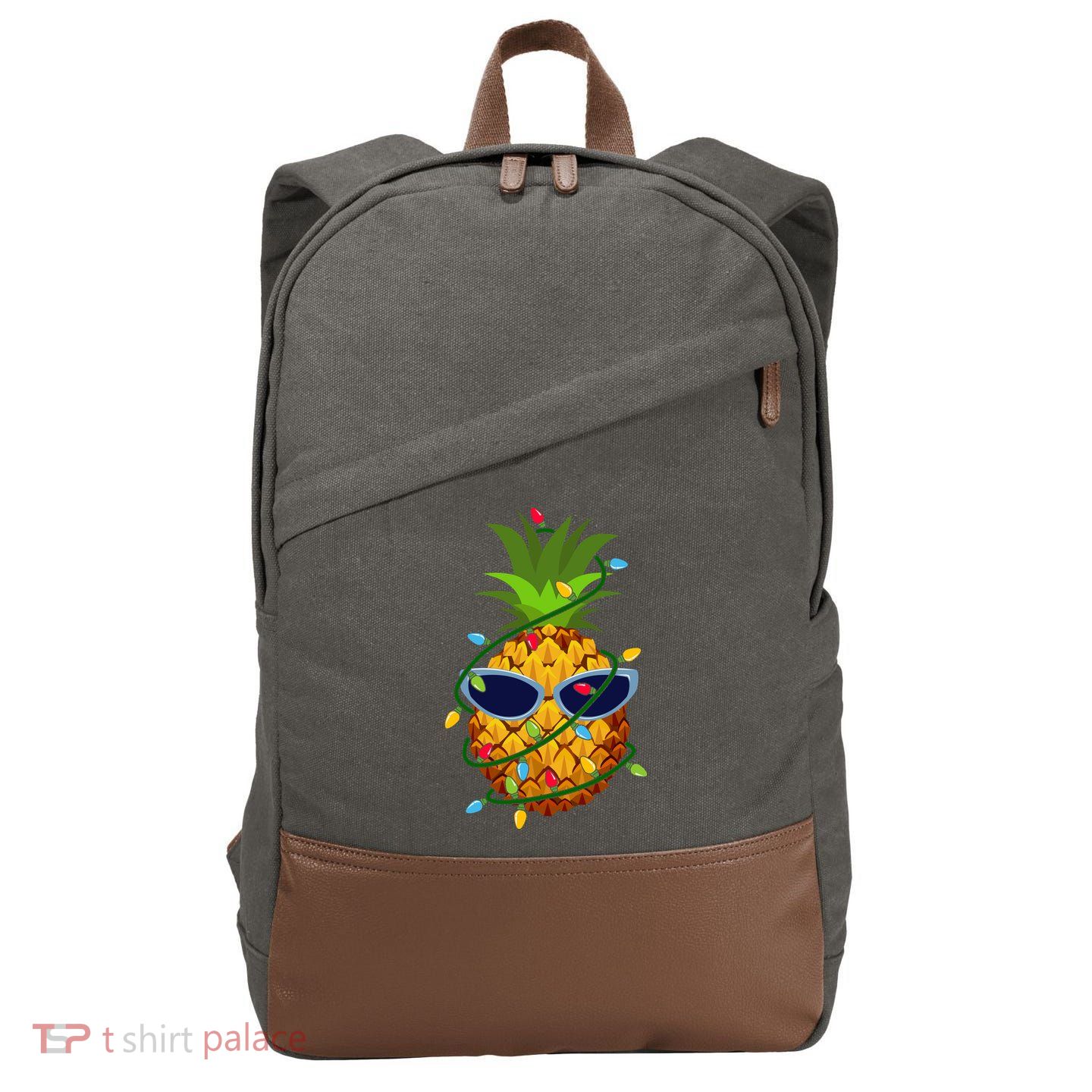 Pineapple Christmas Tree Lights Xmas Boys Sunglasses Cotton Canvas Backpack