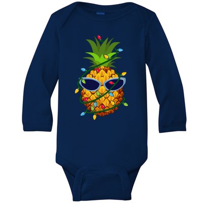 Pineapple Christmas Tree Lights Xmas Boys Sunglasses Baby Long Sleeve Bodysuit