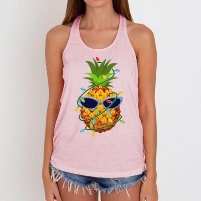 Pineapple Christmas Tree Lights Xmas Boys Sunglasses Women's Knotted Racerback Tank