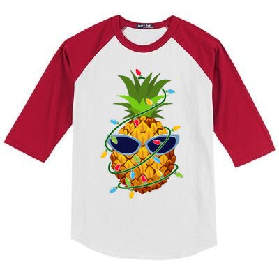 Pineapple Christmas Tree Lights Xmas Boys Sunglasses Kids Colorblock Raglan Jersey