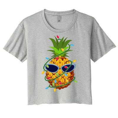 Pineapple Christmas Tree Lights Xmas Boys Sunglasses Women's Crop Top Tee