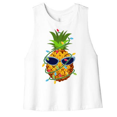 Pineapple Christmas Tree Lights Xmas Boys Sunglasses Women's Racerback Cropped Tank