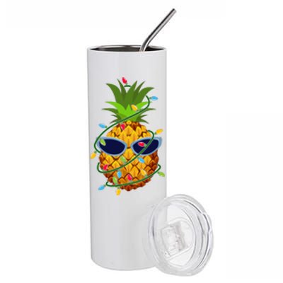 Pineapple Christmas Tree Lights Xmas Boys Sunglasses Stainless Steel Tumbler