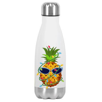 Pineapple Christmas Tree Lights Xmas Boys Sunglasses Stainless Steel Insulated Water Bottle