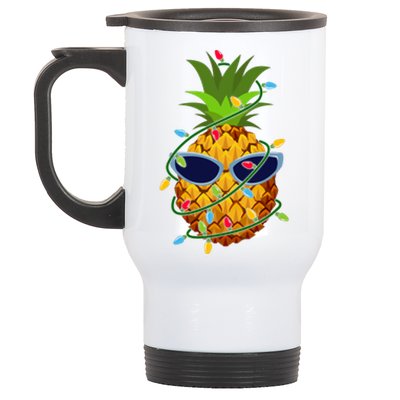 Pineapple Christmas Tree Lights Xmas Boys Sunglasses Stainless Steel Travel Mug