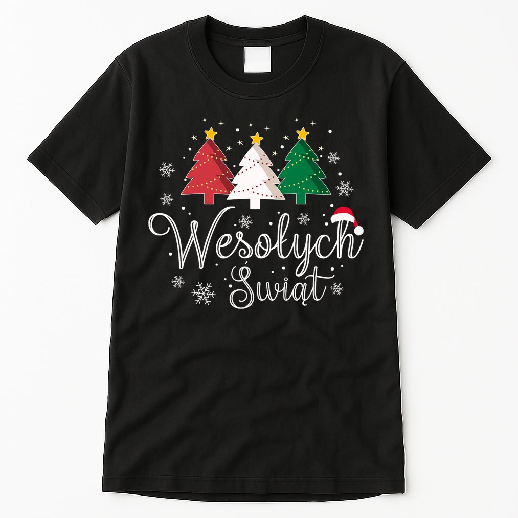Poland Christmas Tree Polish Merry Xmas Wesolych Swiat Tall T-Shirt