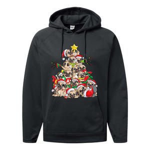 Pug Christmas Tree Dog Santa Xmas Merry Dogmas Performance Fleece Hoodie