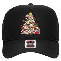 Pug Christmas Tree Dog Santa Xmas Merry Dogmas High Crown Mesh Back Trucker Hat