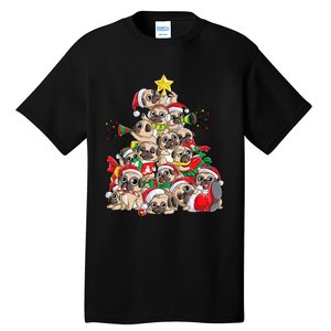 Pug Christmas Tree Dog Santa Xmas Merry Dogmas Tall T-Shirt