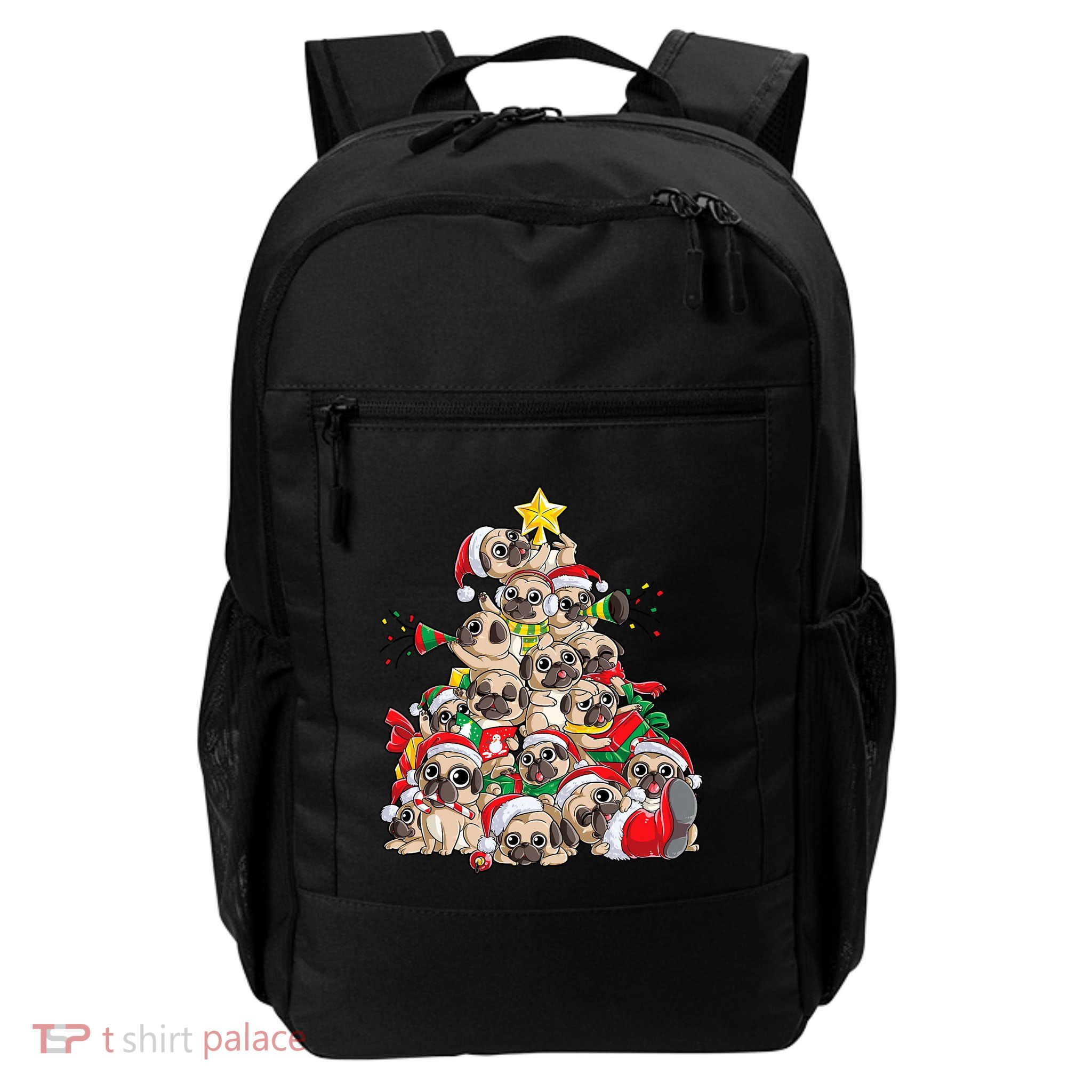 Pug Christmas Tree Dog Santa Xmas Merry Dogmas Daily Commute Backpack