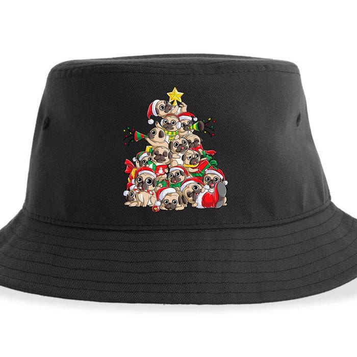 Pug Christmas Tree Dog Santa Xmas Merry Dogmas Sustainable Bucket Hat