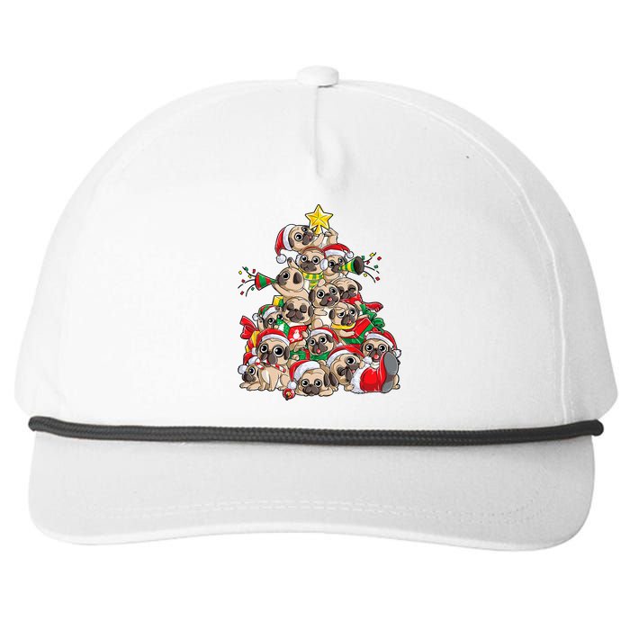 Pug Christmas Tree Dog Santa Xmas Merry Dogmas Snapback Five-Panel Rope Hat