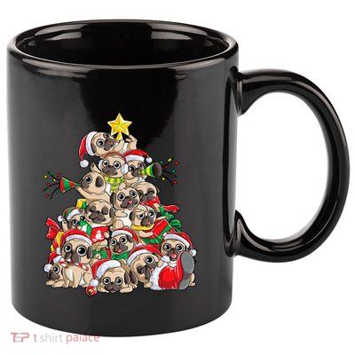 Pug Christmas Tree Dog Santa Xmas Merry Dogmas 11oz C Handle Ceramic Mug