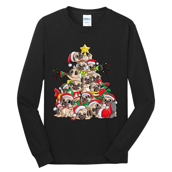 Pug Christmas Tree Dog Santa Xmas Merry Dogmas Tall Long Sleeve T-Shirt