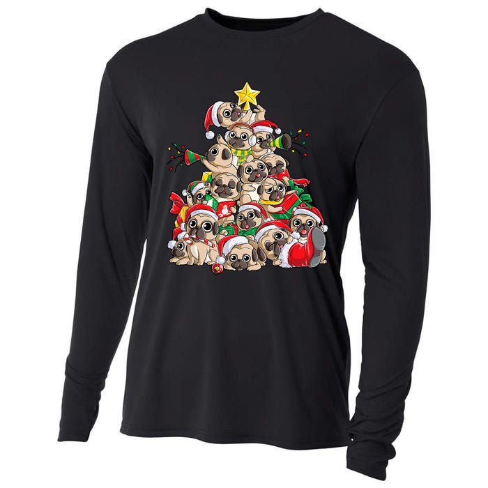 Pug Christmas Tree Dog Santa Xmas Merry Dogmas Cooling Performance Long Sleeve Crew