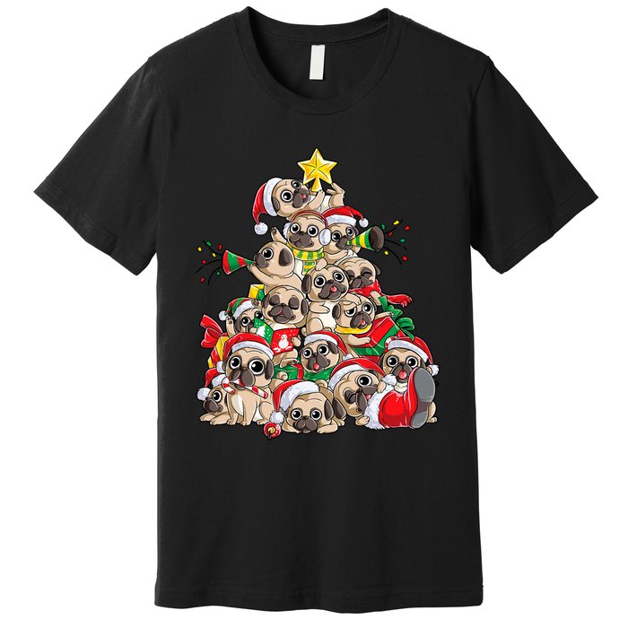 Pug Christmas Tree Dog Santa Xmas Merry Dogmas Premium T-Shirt