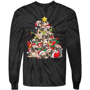 Pug Christmas Tree Dog Santa Xmas Merry Dogmas Tie-Dye Long Sleeve Shirt