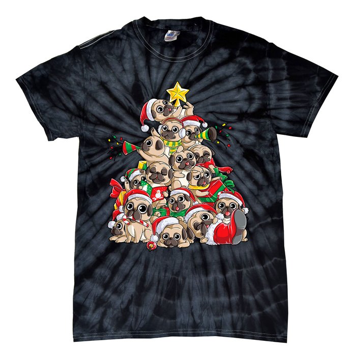 Pug Christmas Tree Dog Santa Xmas Merry Dogmas Tie-Dye T-Shirt