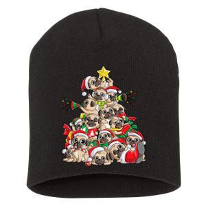 Pug Christmas Tree Dog Santa Xmas Merry Dogmas Short Acrylic Beanie